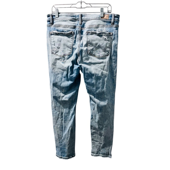 Judy Blue Boyfriend Distressed Paint Speckled Denim Blue Jeans Size 32 Cotton - Picture 6 of 7